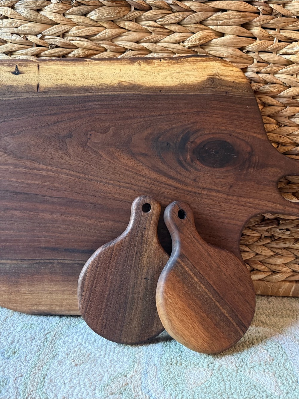 Handcrafted Walnut Serving Boards Set - Rich Brown Wood